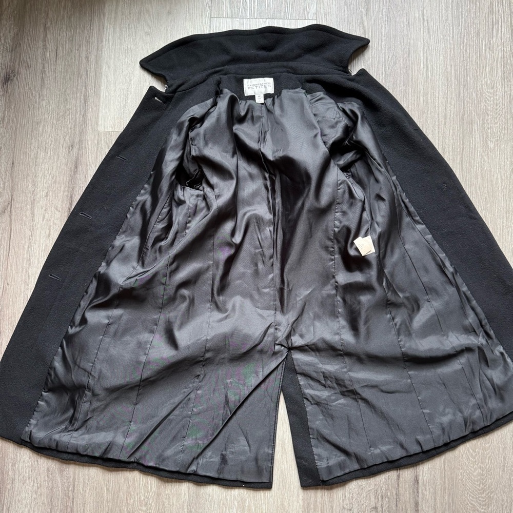 Fairweather Vintage Elegant Black Women's Wool Blend Pea Coat Size 4P Cozy - Picture 10 of 16